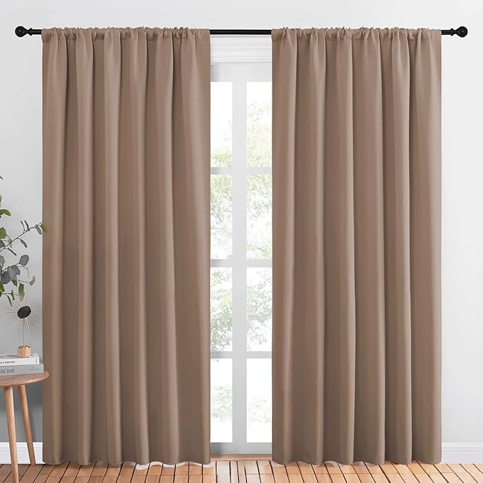 NICETOWN Kids Blackout Curtain Panels - Window Treatment Thermal Insulated Solid Rod Pocket Blackout Drapes for Bedroom (Cappuccino, Set of 2, 70 by 84 Inch) by NICETOWN