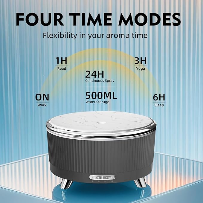 500ML Essential Oil Diffuser: Ultrasonic Aroma Diffuser with Remote Control for Spa Hotel Yoga Room - Humidifier for Bedroom with 7-Color Night Lights & Auto Shut-Off for Nursery/Women Home Relaxation - Image 3