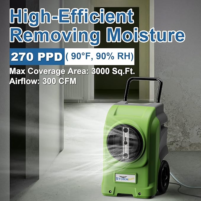 AlorAir 270 Pints Commercial Dehumidifiers Smart Wi-Fi with Pump, Up to 3,000 Sq.Ft Coverage for Large Room or Basements, Industrial Dehumidifier with Drain Hose, 5 Years Limited Warranty - Image 3