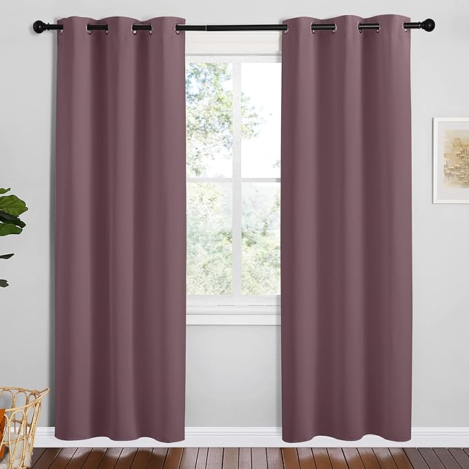 NICETOWN Dry Rose Room Darkening Curtains for Kitchen, Set of 2, 42 inches Wide by 78 inches Long, Window Treatment Thermal Insulated Solid Grommet Room Darkening Curtains/Drapes for Bedroom by NICETOWN