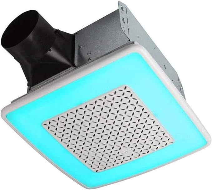 Broan-NuTone AER110RGBL ChromaComfort 110 CFM Ventilation Fan with 24 Color Selectable LED, 1.5 Sones, ENERGY STAR Certified, White by Broan-NuTone