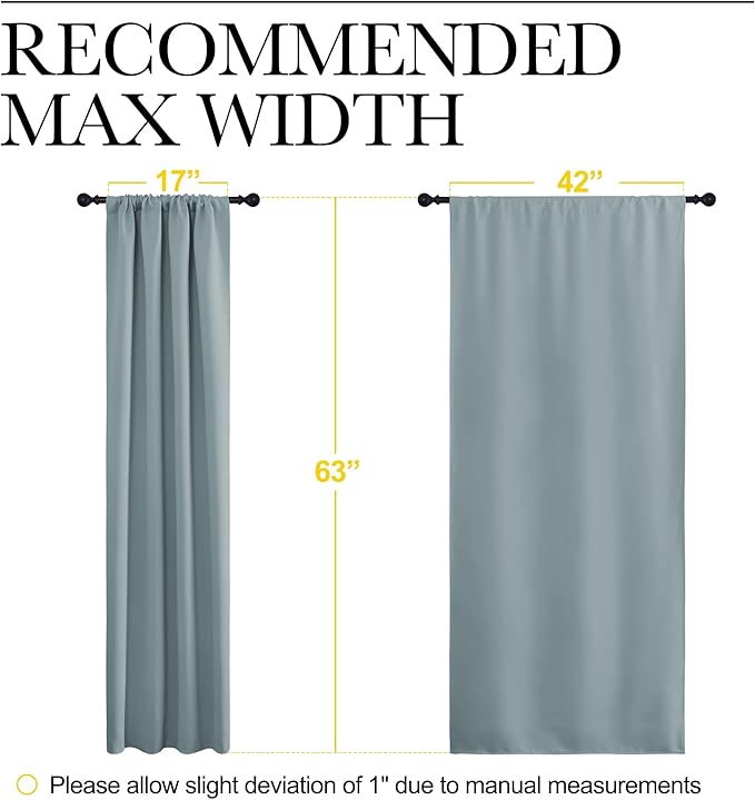 NICETOWN 2 Panels Blackout Curtains, Rod Pocket Thermal Insulated Curtains for Bedroom, Room Darkning Shading Blinds Modern Home Decoration for Living Room, Home Office, W42 x L63 in, Stormy Blue - Image 5