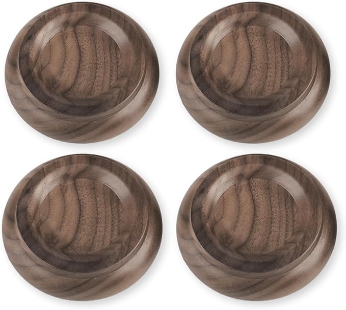 Upright Piano Caster Cups,Premium Quality Black Walnut Wood Piano Caster Pads, Furniture Leg Pad Set of 4,with Non-Slip Moisture-Proof& Anti-Noise Felt Pads for Hardwood Floor Protectors(Black Walnut) - Image 2