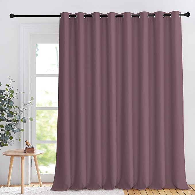 NICETOWN Extra Wide Sliding Door Curtain 108 inches Long, 120 inches Wide Room Divider & Window Treatment Light and Sound Blocking Drape for Bedroom/Home Office, Dry Rose, W120 x L108, 1 Panel by NICETOWN