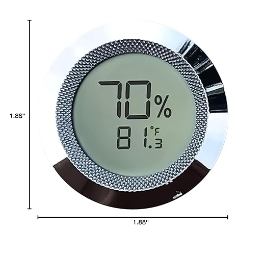 Prestige Import Group Round 2" Digital Hygrometer Thermometer for Cigar Humidors - Silver - 2 Pieces - Image 5