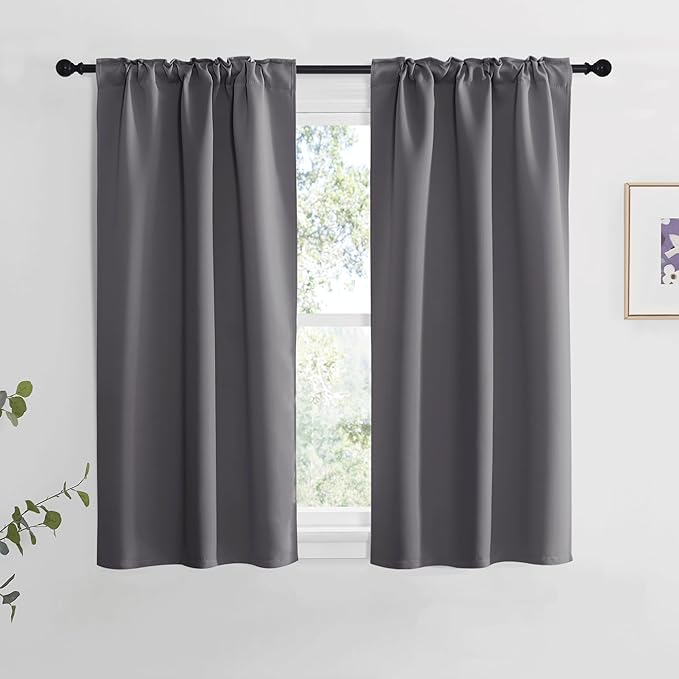 NICETOWN RV Curtains for Camper Windows - (Grey Color) 34x54 Inch, 2 Panels Set, Thermal Insulated Room Darkening Blackout Drapes/Draperies with Rod Pocket & Back Tab for Half Window - Image 2