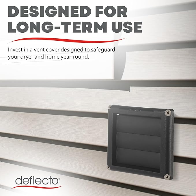 Deflecto Supurr-Vent 4” Outdoor Dryer Vent Cover Black Louvered Wall Hood with Gravity Damper for Backdraft Prevention, Fits Standard 4” Dryer Exhaust Pipe, Weather & UV-Resistant, Durable 6"x6" Face - Image 8