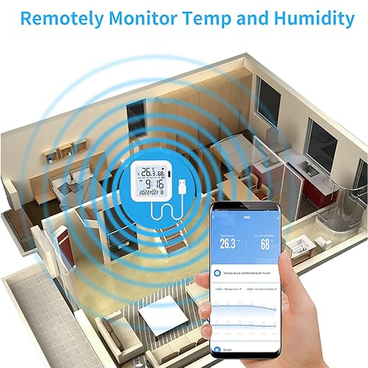 WiFi Temperature Humidity Monitor: Upgraded Smart Temperature and Humidity Sensor with Large Backlit LCD Screen & App Alerts, Indoor Thermometer Hygrometer Compatible with Alexa Google Assistant - Image 7