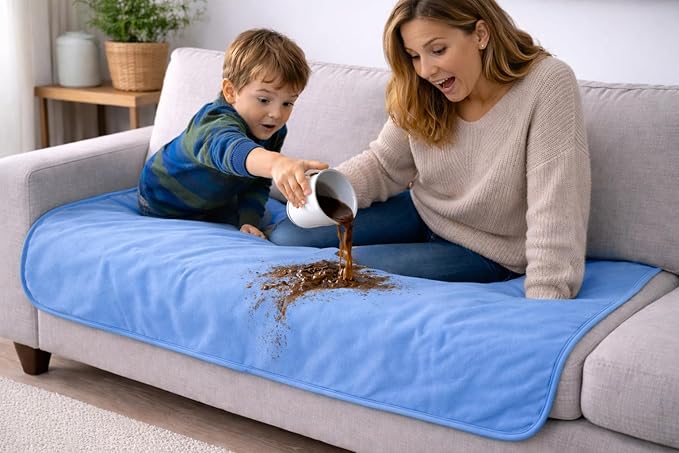 Premium Deluxe : 100% Waterproof Blanket Guarantees to Keep Your Bed Dry! Crinkle-Free Ultra-Soft Fleece Furniture Protector for People Kids Pets. EZ Wash/Dry Pink/Blue Reversible 80x60 - Image 8