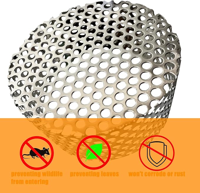 PVC Termination Cap Vent Cover, Stainless Steel Mesh Screen Vent Cover Slot for 3.55" to 4.13" ID Furnace and Roof Vent Pipe, Conical Vent Cap Rust preventing Leaves Debris, Birds Entering - Image 5