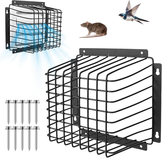 Universal Outside Bird Guard - Stainless Steel Construction Vent Cover, Fits 3 inch to 4 inch Vent Hoods, Prevents Birds, Rodents and Debris from Entering Dryer or Bathroom Exhaust Fan, Black by MILIJIA