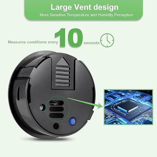 4-Pack Mini Hygrometer Thermometer Indoor Outdoor Round Humidity Meter, Small Digital LCD Monitor Thermometer Temperature Gauge Humidity Sensor (℉) or (℃) for Reptile Thermostat, Jars - Image 3