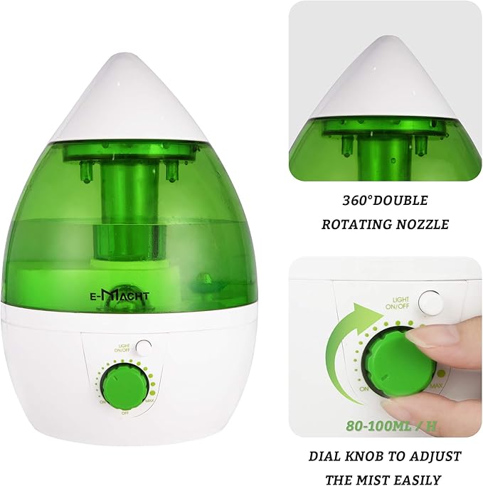 TRY & DO Small Plant Humidifier Indoor Up to 12 Hours 1L Air Humidifier With Optional Night Light 360° Nozzle Humidifiers for Bedroom - Image 4