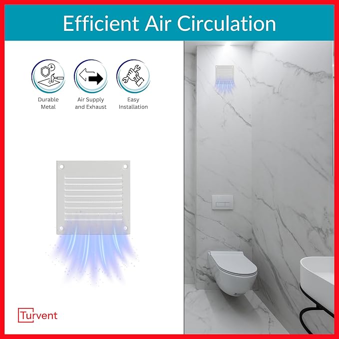 2x2 Vent Cover (Duct Opening) - White HVAC Return Air Grille for Wall and Ceiling - Metal AC Vent Cover with Mesh - Rectangular Ventilation Register - External Dimensions: 3.94" W x 3.94" H - Image 2