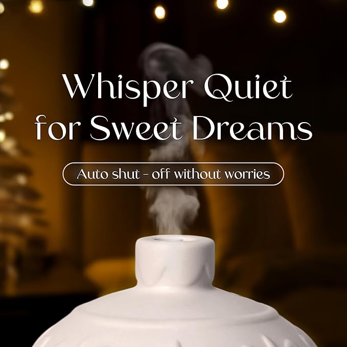 Earnest Living Christmas Ball Essential Oil Diffuser White Ceramic 100 ml Diffuser Home Décor, 7 Color Lights, Timers, Auto Off Cool Mist Humidifier Aromatherapy Diffuser - Image 4