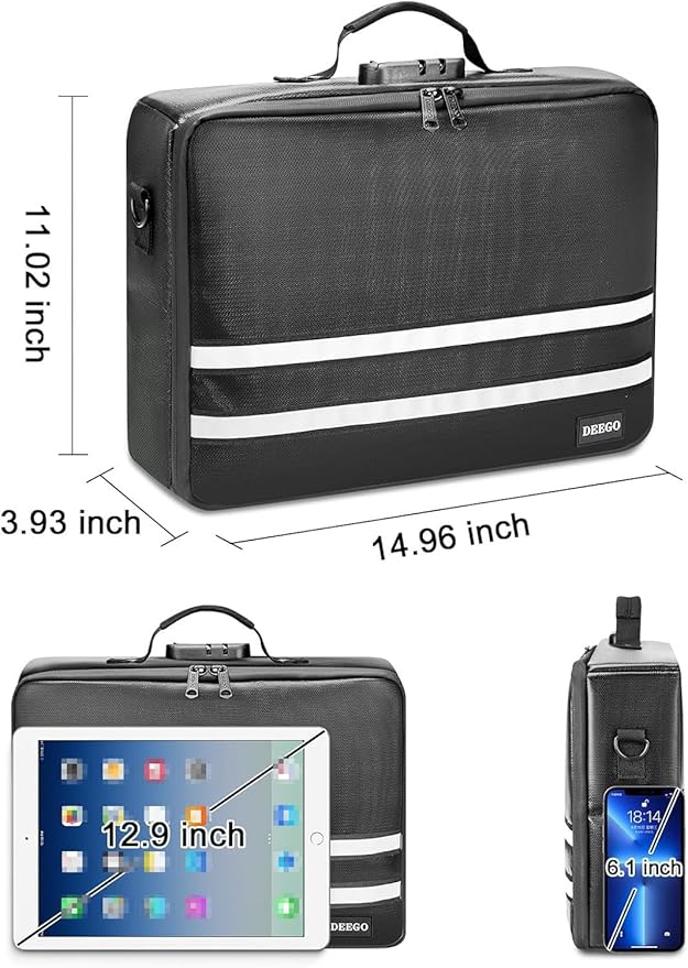 DEEGO Fireproof Document Organizer With Lock, Waterproof File Organizer for Important Document Folder, File Paper, Certificate, Passport, Portable Fireproof Safe Bag for Office Storage, Travel, Gifts - Image 5