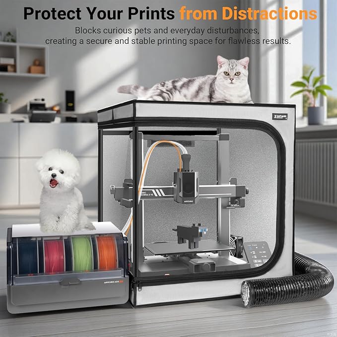 3D Printer Enclosure with Ventilation Kit for Anycubic Kobra 3/3 V2 Combo/Flashforge AD5X 3D Printers,Fireproof & Dustproof Noise Reduction 3D Printer Cover with USB LED Lighting System-580*650*650mm - Image 7