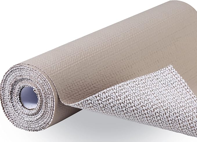 Premium Drawer and Shelf Liner for Cabinet, Non Adhesive Liner for Kitchen, Strong Grip Non Slip Shelf Liners for Kitchen Cabinets, Storage, Drawers, Shelves, Kitchenware and Tableware (Beige) by Iwtmm