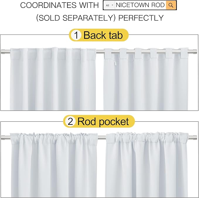 NICETOWN Living Room Darkening Curtains - (Cloud Grey Color) W42 x L84, Set of 2, Home Decor Room Darkening Thermal Insulated Drapery Panels for Office/School/Hospital Window - Image 3