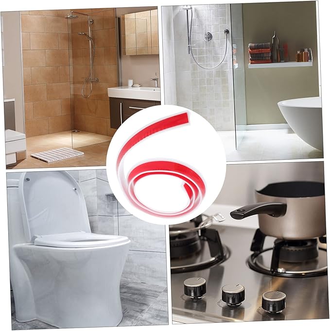 Housoutil 2pcs Self-adhesive Strip for Bathroom Kitchen Weather Stripping to Prevent Water Leakage Easy Installation for behind Sink Flooring Use - Image 9