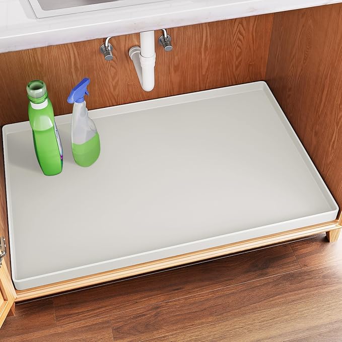 FLATO Waterproof Under Sink Mat 31" x 22" Shelf Liner for Kitchen and Bathroom, Cabinet Protector, Organizers and Storage, Flexible Silicone Drip Tray by Unknown