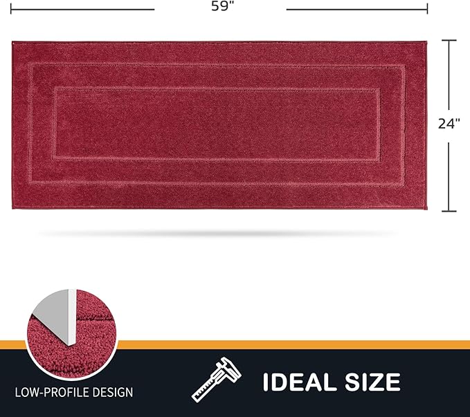 PURRUGS Dirt Trapping Door Mat 24" x 59", Non-Slip/Skid Machine Washable Entryway Rug, Dog Doormat, Super Absorbent Welcome Mat for Muddy Wet Shoes and Paws, Burgundy Red - Image 2