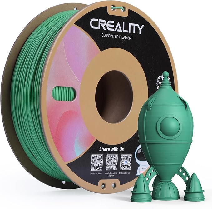 Creality PLA Matte 3D Printer Filament 1.75mm, Matte PLA 1kg Spool (2.2lbs), Dimensional Accuracy +/- 0.02 mm, Fits for Most FDM 3D Printers (Matte Green) by Creality