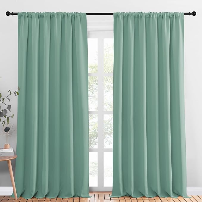 NICETOWN 2 Panels Blackout Curtains, Rod Pocket Thermal Insulated Drapess for Bedroom, Privacy Protection Easy-Care Heavy Duty Curtains for Living Room/Dining Room, W70 x L95 inches, Aqua by NICETOWN