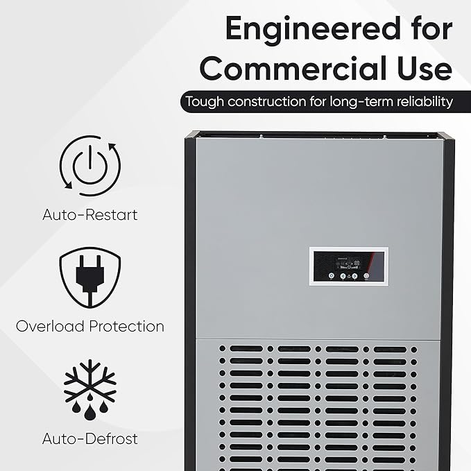 350 Pints Commercial Dehumidifier for Basements & Industrial Spaces – Built-In Pump, Drain Hose, Continuous Operation, 2-Speed Fan, 30000 Sq Ft Coverage - Image 6