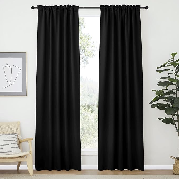 NICETOWN Halloween Black Out Curtain Panels for Bedroom - (Black Color) W42 x L84, 1 Pair, Thermal Insulated Blackout Draperies Window Treatment for Hall Room - Image 2