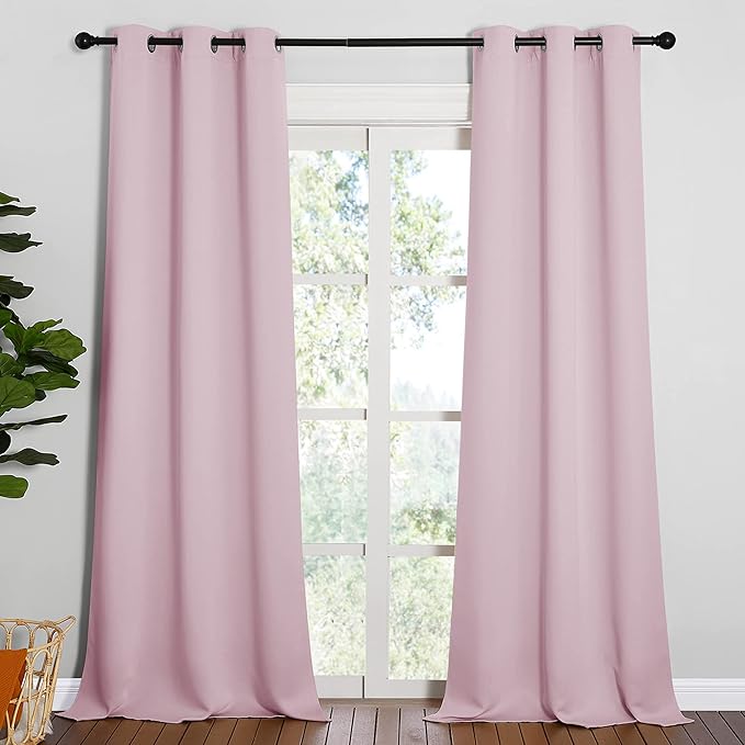 NICETOWN Room Darkening Drapes for Nursery - Light Blocking Curtain Panels for Bedroom Girl Room, Soft Fabric Window Treatment (Lavender Pink, 42 inches Width by 90 inches Length, 1 Pair) - Image 2
