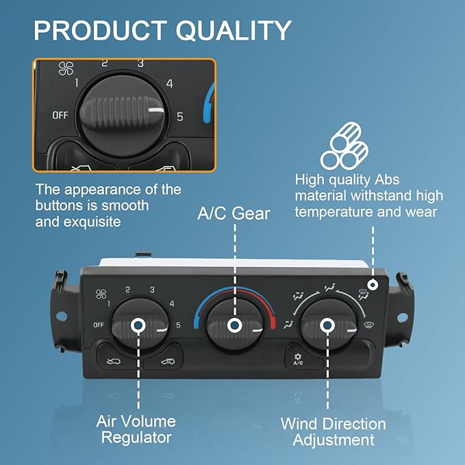 Front A/C Heater Climate Control Module Compatible with 2002 Cadillac Escalade EXT Chevrolet Avalanche 1500 2500 1999-2002 GMC Sierra 1500 2500 Replace# 599-266, 15-72528 - Image 4