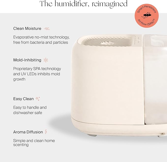 Canopy Large Room Humidifier, Cream, Large Living Space, 36HR Run Time, 5.5L Tank - Includes Canopy Humidifier Plus, Diffusion Well, Unwind Aroma, Filter, Power Cord & Adapter - Image 2