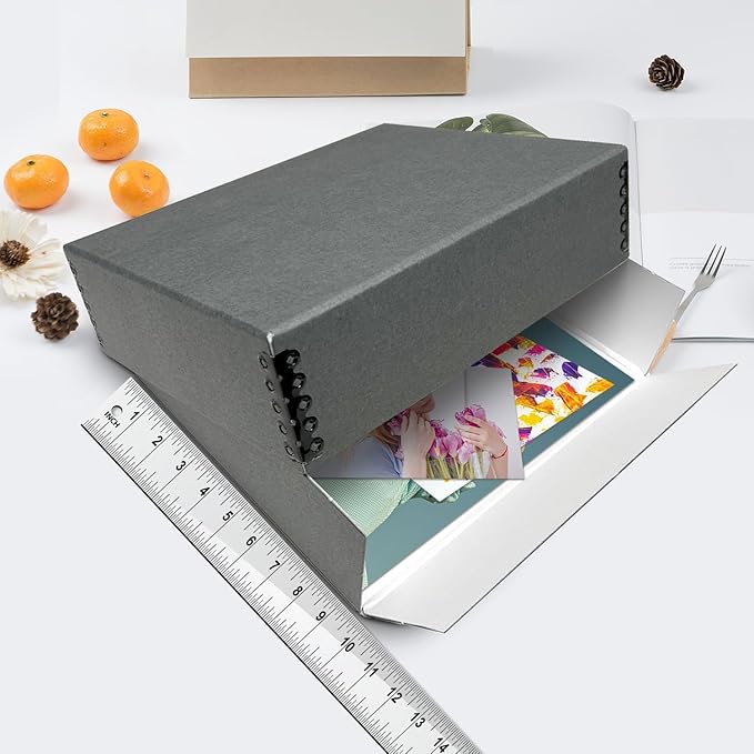 Lineco Museum Archival Storage Box, 9.75x12.75x3 in. Drop Front Design. Acid-Free with Metal Edge. Organize Photos, Pictures, Prints, Documents, Crafts, DIY. Gray, 2 Pack - Image 3