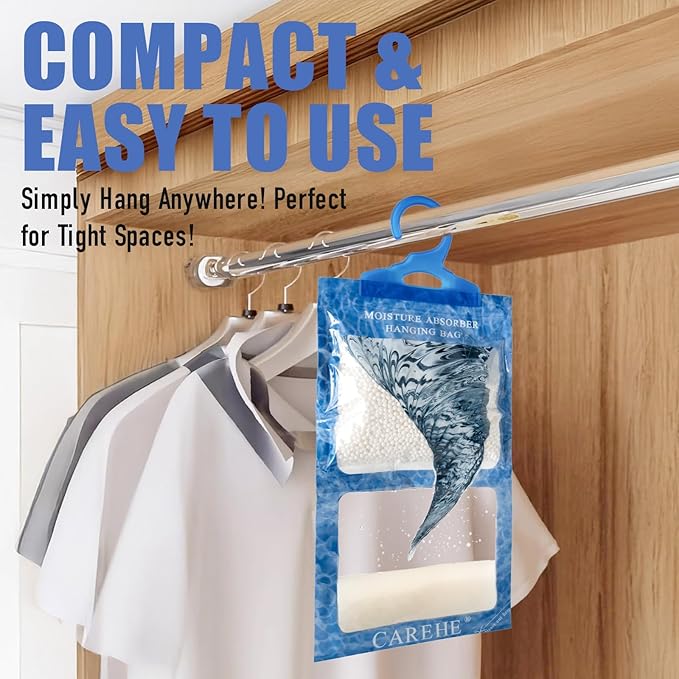 Hanging Moisture Absorbers Bags, Effective Dehumidifiers for Closet, Wardrobe & Bedroom, Absorbs Excess Humidity, Prevents Dampness & Odor, Easy to Use & Long-Lasting Fragrance-Free - Image 4