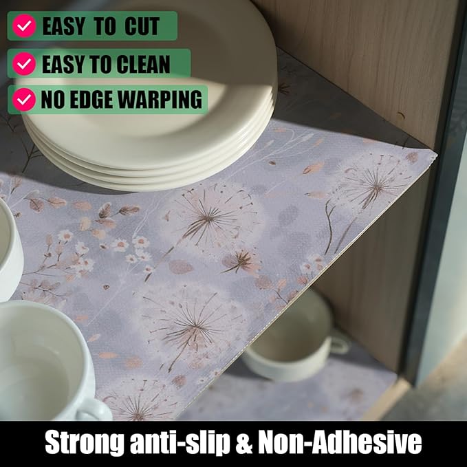Dandelion Shelf Liners Strong Non-Slip and Non Adhesive Shelf and Drawer Liners for Kitchen Cabinet Wire Fridge, Waterproof Shelf Drawer Liner,Easy to Clean,12IN x 10FT - Image 2