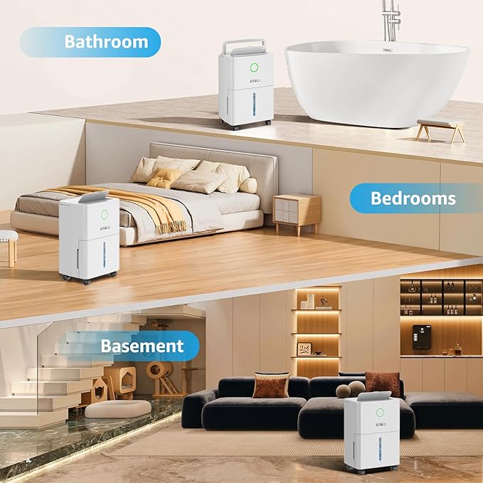 KNKA 1600 sq.ft Dehumidifier for Basement, 21 Pint Dehumidifiers for Home with Drain Hose, Continuous Drainage, Washable Filter, Intelligent Humidistat for Bedroom, Bathroom, Large Room - Image 7