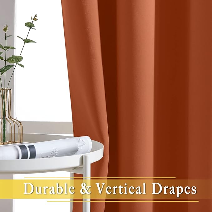 NICETOWN Blackout Room Divider Curtains for Sliding Glass Doors 102 Inches Long 1 Panel, Extra Wide Curtains for Doorway Patio Bedroom Living Room (Burnt Orange, 80Wx102L, 1 Panel) - Image 6