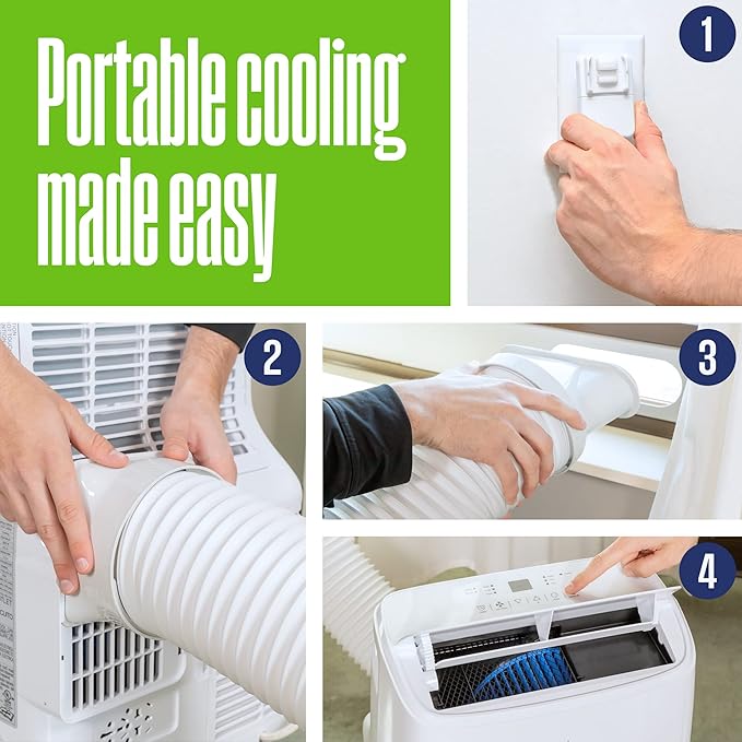 Westinghouse 8,000 BTU Air Conditioner Portable For Rooms Up To 350 Square Feet, Portable AC with Home Dehumidifier, Smart Wi-Fi Enabled, 3-Speed Fan, Programmable Timer, Remote Control, Window Kit - Image 7