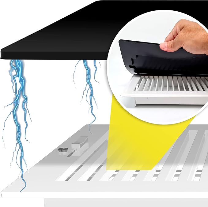 Powerful Magnetic Vent Covers (3-Pack) That Will Never Fall Off (Upgraded Design) - for Sealing Floor/Wall/Ceiling Registers of Width 7.25" to 8", Length 11.25" to 12" | Vent Not Included | Black by HMmagnets