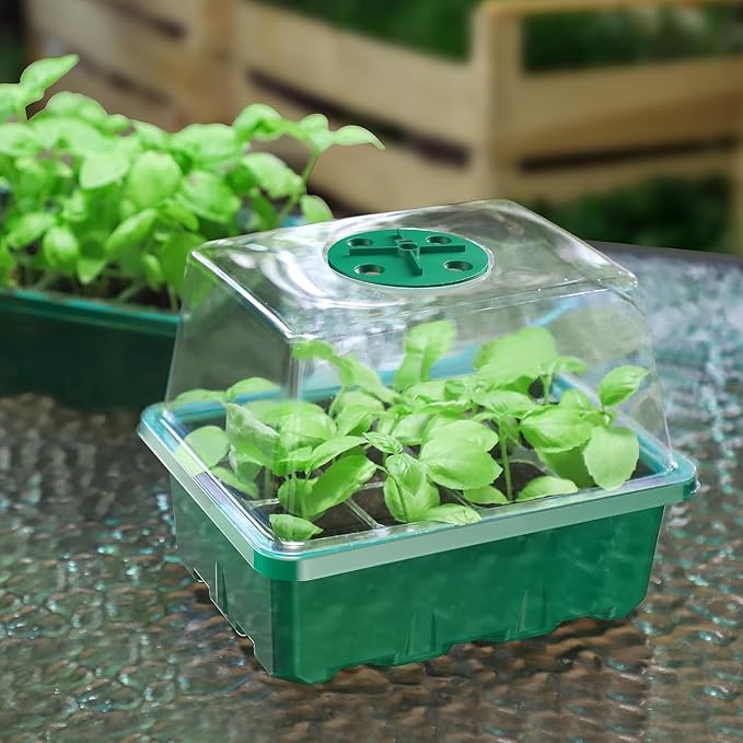 MIXC 10 Packs Seed Starter Tray Seed Starter Kit (60 Cells Total Tray) Seed Starting Trays Plant Starter Kit and Base Mini Greenhouse Germination Kit - Image 4