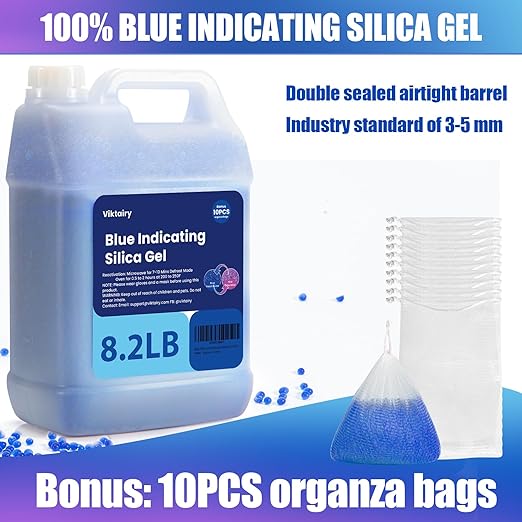 8.2LBS Silica Gel Desiccant Beads, Premium Blue Indicating Reusable Desiccant Bulk, Industry 3-5 mm Silica Beads Dehumidifier for 3D Filament, Electronic Devices, Camera, Jewelry, Safe (10PCS Bags) - Image 4