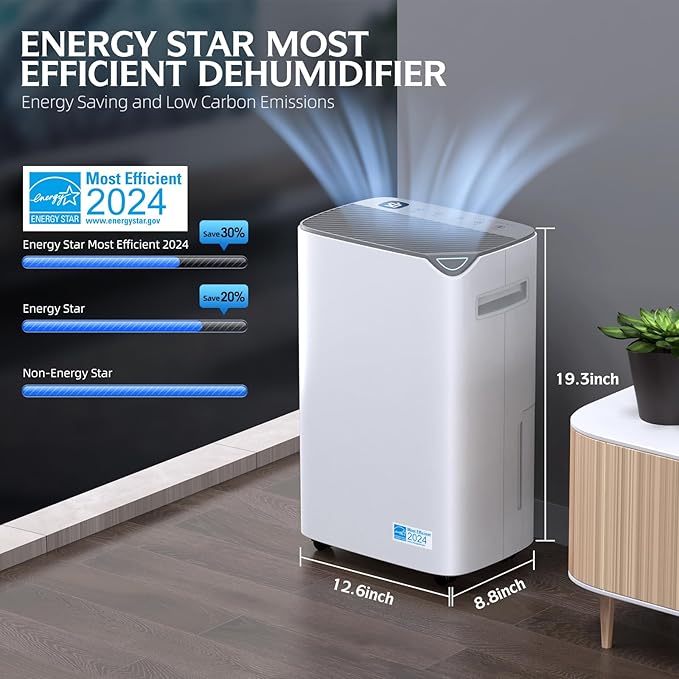 3000 Sq.Ft Wi-Fi Dehumidifiers for Home, 34 Pints Energy Star Certified Smart Dehumidifier for Basement, Bedroom, Bathroom, with Drain Hose, 3 Modes,24H Timer,Auto Defrost, Child Lock - Image 2