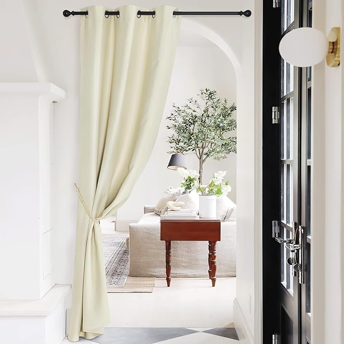 NICETOWN Farmhouse Blackout Patio Sliding Door Curtain Extra Wide, Grommet Room Divider Thermal Insulated Curtain Drapes for French Door/Living Room (Light Beige, W42 x L95, 1 Panel) - Image 2