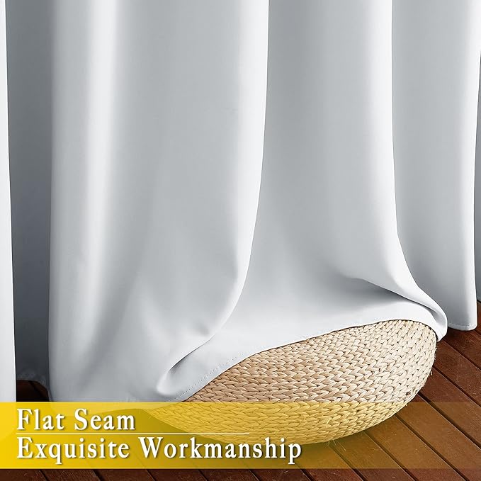 NICETOWN Greyish White Sliding Door Curtain 118 inch Length, Grommet Room Darkening Thermal Curtain Extra Long Sound Dampening for Living Room/Bedroom, W80 x L118, 1 Panel - Image 7