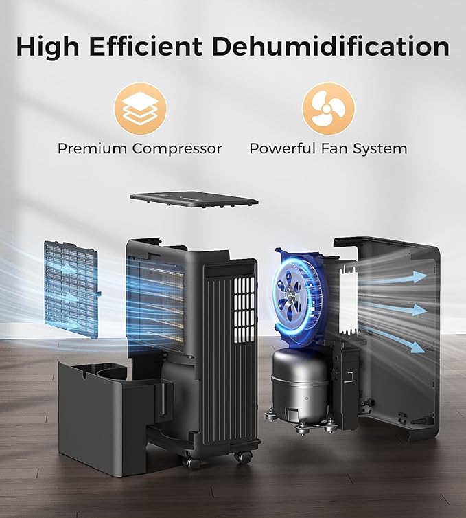 2000 Sq.Ft Dehumidifier for Basement, 30 Pints Dehumidifiers for Home with Drain Hose, 0.52 Gal Water Tank, Intelligent Humidity Control, Auto Shut Off, For Large Rooms and Home - Image 3