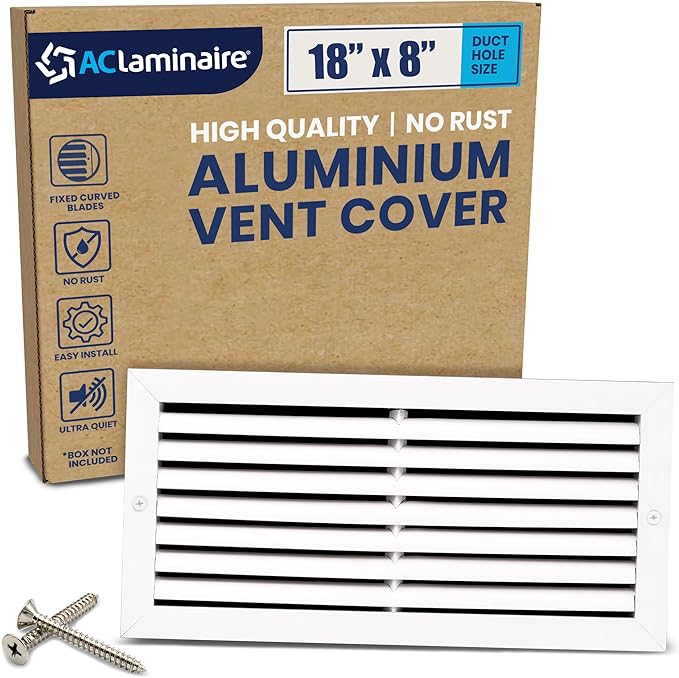 18x8 Inch (Duct Opening) Air Return Vent Cover Decorative – Premium Aluminum AC Vent Cover for Ceiling & Wall, Rustproof Grille, Ideal for Home HVAC Grille, Durable & Easy to Install by ACLAMINAIRE by LAMINAIRE