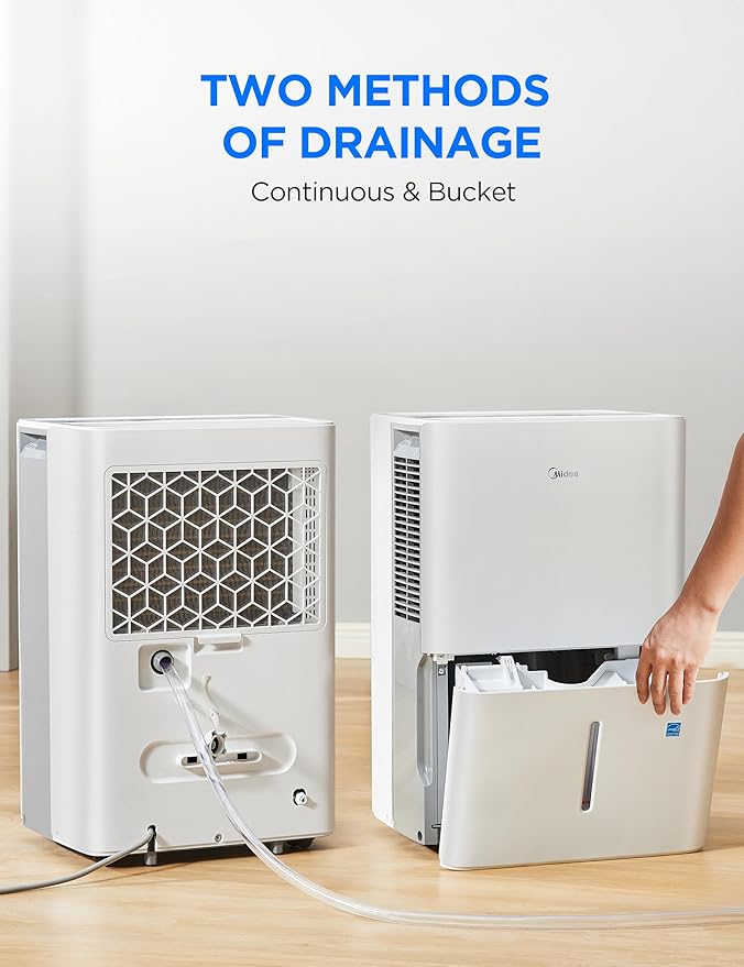 Midea 4,500 Sq. Ft.Dehumidifier for Basement, With Reusable Air Filter 50 Pint - Ideal For Basements, Large & Medium Sized Rooms, And Bathrooms (White) - Image 5