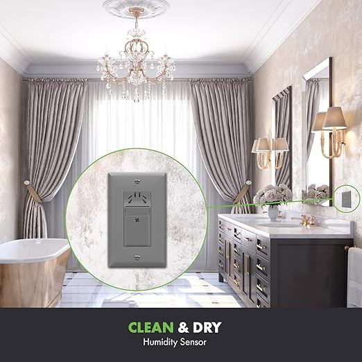 TOPGREENER Humidity Sensor Switch for Ventilation Fan, Air Moisture Detection, Bathroom Fan Automated Control, Neutral Wire Required, UL Listed, TDHS5, Gray - Image 4