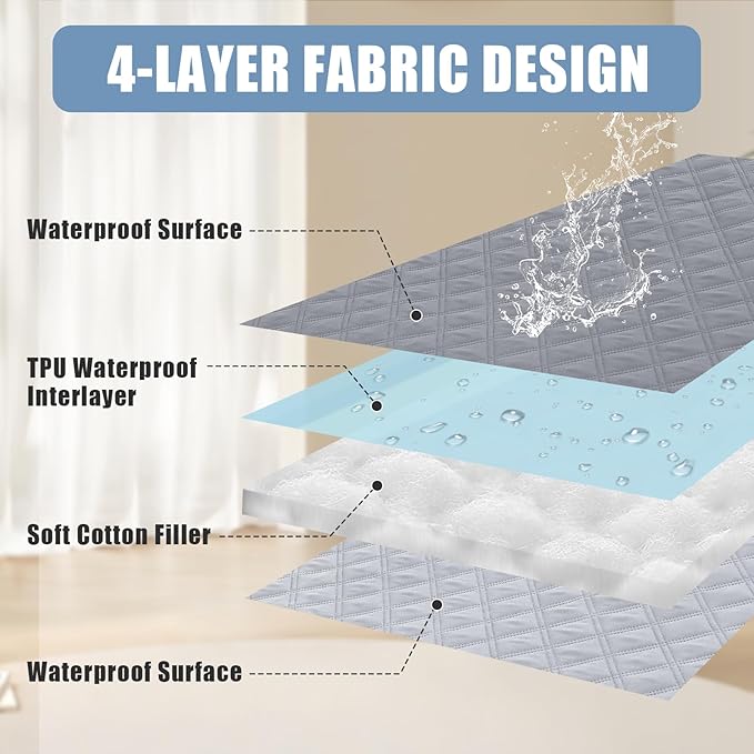 Smiry Waterproof Dog Bed Cover Pet Blanket, Soft Washable Dog Blanket for Furniture Bed Couch Sofa Reversible, Checkered (82"x82", Grey/Light Grey) - Image 3